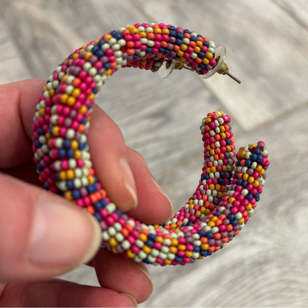 Multicolor Beaded Hoops - Picture 2 of 5